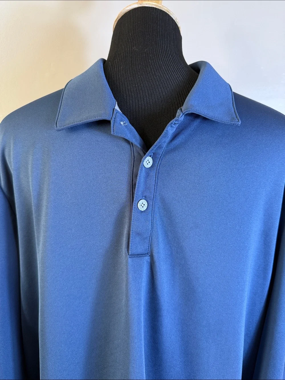 Adidas Performance Slate Blue Long-Sleeve Golf Polo Shirt Sz XL
